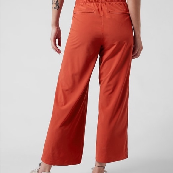 Athleta Avenue Wide Leg Crop Red Pants - Picture 3 of 9